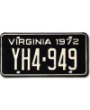 Amerikai rendszám Virginia 1972 Black YH4-949