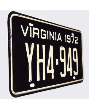Amerikai rendszám Virginia 1972 Black YH4-949