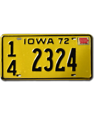 Amerikai rendszám Iowa 1972 Yellow 14 2324