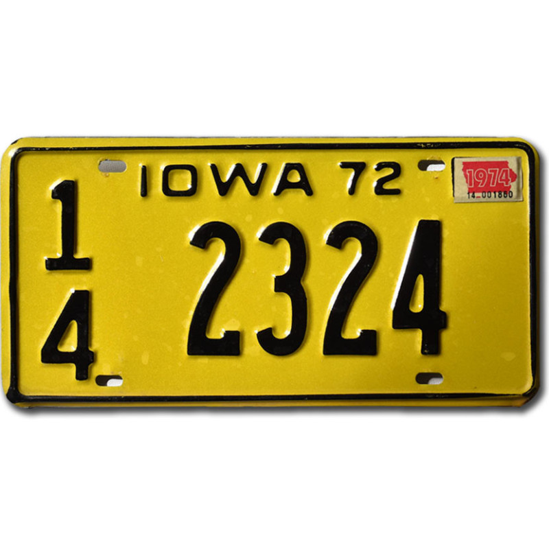 Amerikai rendszám Iowa 1972 Yellow 14 2324