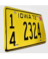 Amerikai rendszám Iowa 1972 Yellow 14 2324
