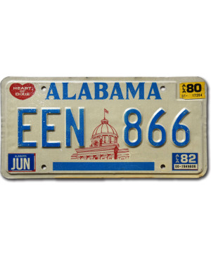Amerikai rendszám Alabama 1980 Capitol EEN 866