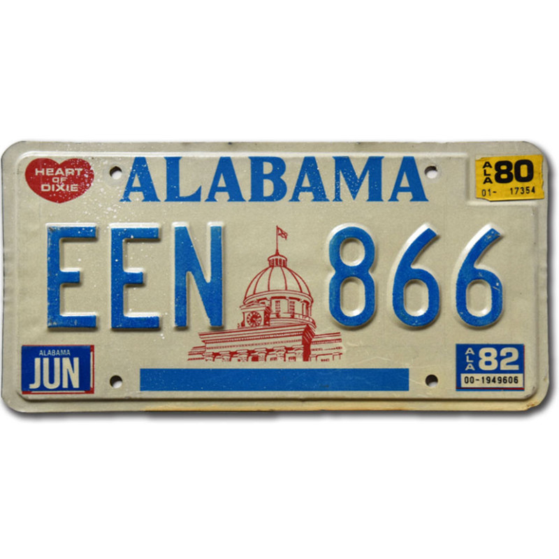 Amerikai rendszám Alabama 1980 Capitol EEN 866