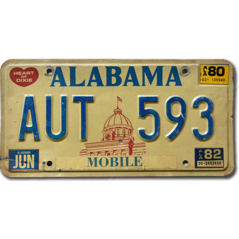 Amerikai rendszám Alabama 1980 Capitol AUT 593