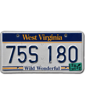 Amerikai rendszám West Virginia Wild Wonderful 75S 180