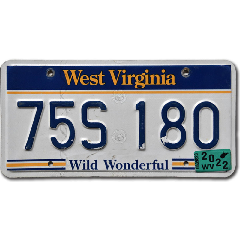 Amerikai rendszám West Virginia Wild Wonderful 75S 180