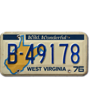 Amerikai rendszám West Virginia 1976 Wild Wonderful B-49178