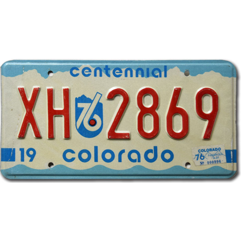 Amerikai rendszám Colorado 1976 Centennial XH 2869
