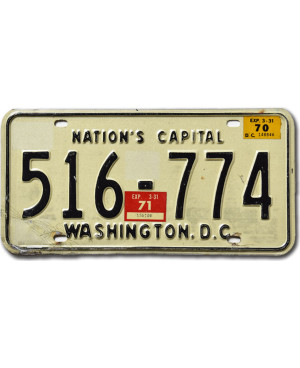 Amerikai rendszám Washington D.C. 1971 Nation´s Capital 516-774