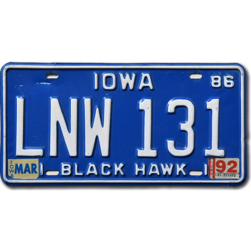 Amerikai rendszám Iowa 1986 Blue LNW 131