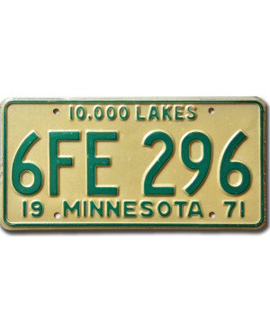 Amerikai rendszám Minnesota 1971 Lakes 6FE-296