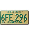Amerikai rendszám Minnesota 1971 Lakes 6FE-296