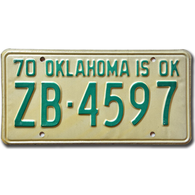 Amerikai rendszám Oklahoma is OK 1970 ZB-4597