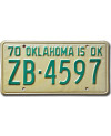 Amerikai rendszám Oklahoma is OK 1970 ZB-4597
