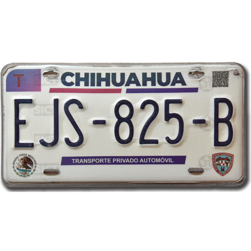 Mexikói rendszám Chihuahua EJS-825-B
