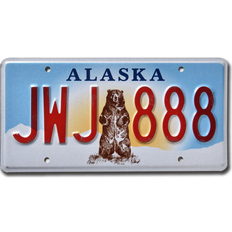 Amerikai rendszám Alaska Grizzly Bear JWJ 888