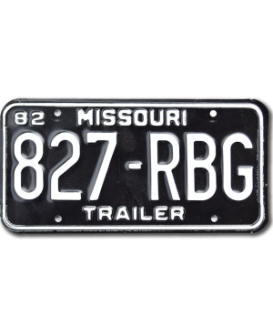 Amerikai rendszám Missouri1982 Trailer 827-RBG