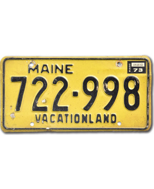 Amerikai rendszám Maine 1973 Vacationland 722-998