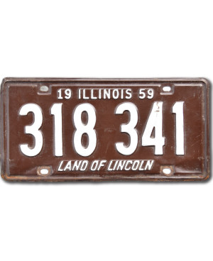 Amerikai rendszám Illinois 1959 Brown 318 341