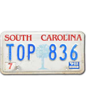 Amerikai rendszám South Carolina Tree 1988 TOP 836