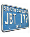 Amerikai rendszám South Carolina 1973 Blue JBT 179
