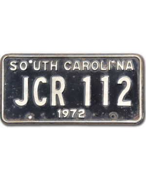 Amerikai rendszám South Carolina 1972 Black JCR 112