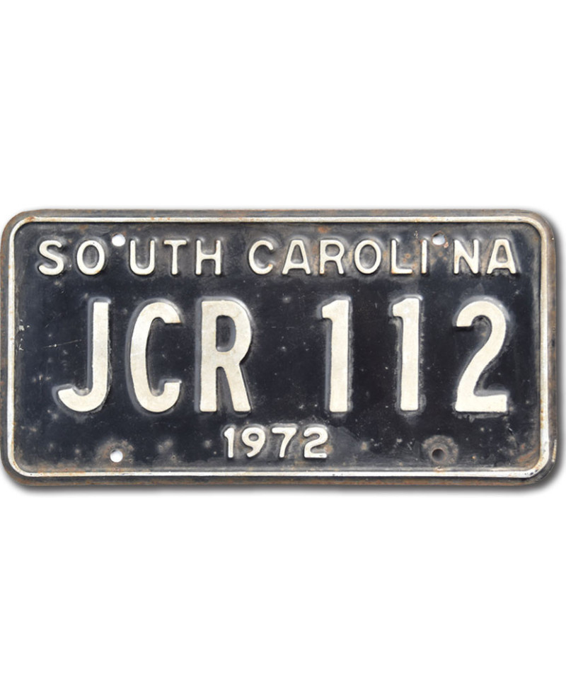 Amerikai rendszám South Carolina 1972 Black JCR 112