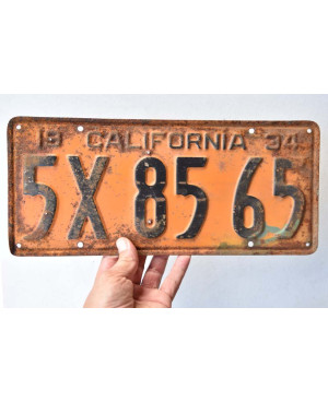 Amerikai rendszám California 1934 Yellow 5X8565