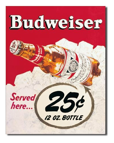 Fém tábla Budweiser - 25 Cent 40 cm x 32 cm