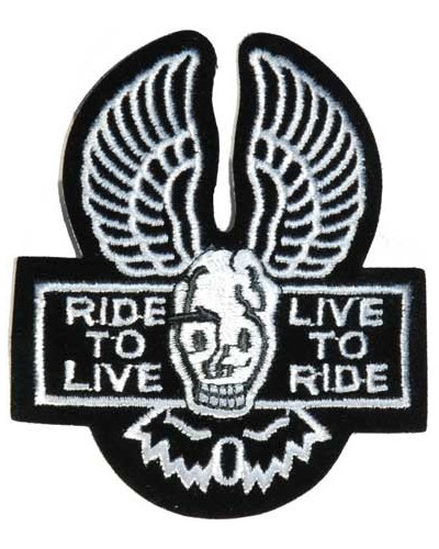 Motoros rátét Ride to Live  – Live to Ride 7 cm x 8,5 cm