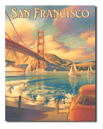 Fém tábla San Francisco Golden Gate 40 cm x 32 cm
