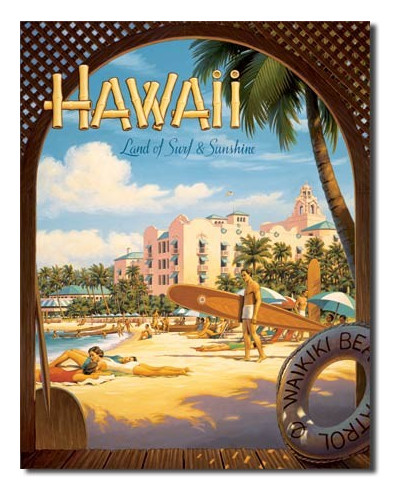 Fém tábla Hawaii Sun and Surf 40 cm x 32 cm