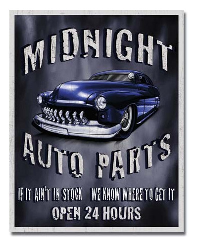 Fém tábla Legends Midnight Auto Parts 32 cm x 40 cm