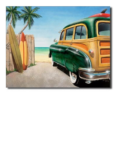 Fém tábla Retro Auto Beach Woody  40 cm x 32 cm