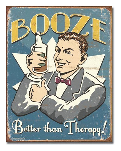 Fém tábla Schonberg - Booze Therapy 40 cm x 32 cm