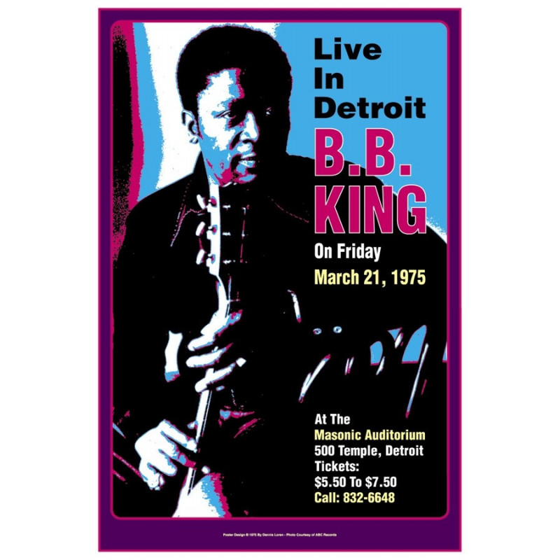 Koncertplakát BB King, Detroit, 1975
