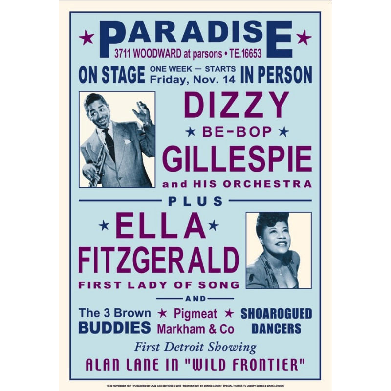 Koncertplakát Dizzy + Ella, 1947