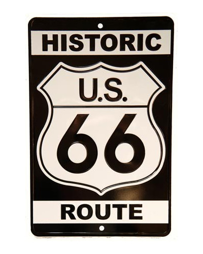 Fém tábla Historic Route 66, 20 cm x 30 cm