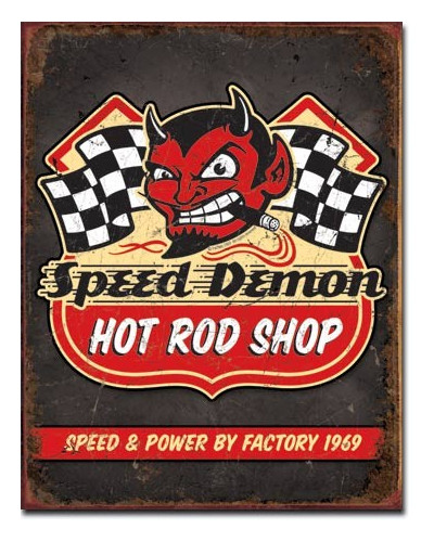 Fém tábla Speed Demon Hot Rods 40 cm x 32 cm