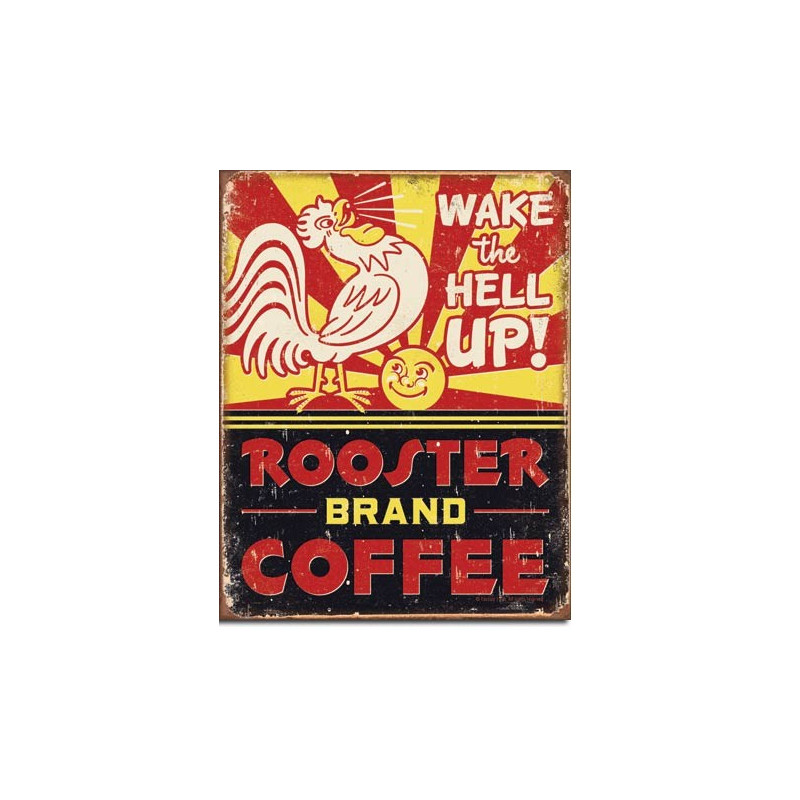 Fém tábla Rooster Brand Coffee 40 cm x 32 cm