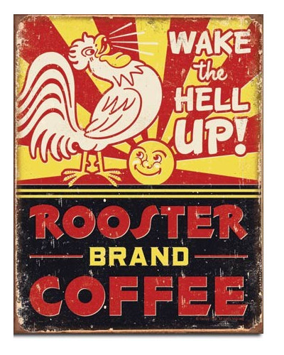 Fém tábla Rooster Brand Coffee 40 cm x 32 cm