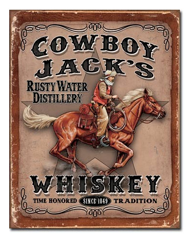 Fém tábla Cowboy Jacks 40 cm x 32 cm
