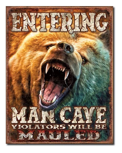 Fém tábla Man Cave - Grizzly 40 cm x 32 cm