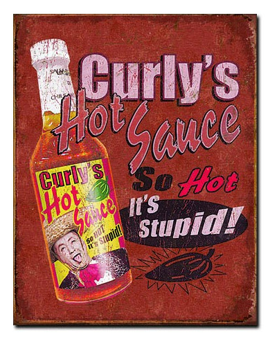 Fém tábla Curlys Hot Sauce 40 cm x 32 cm