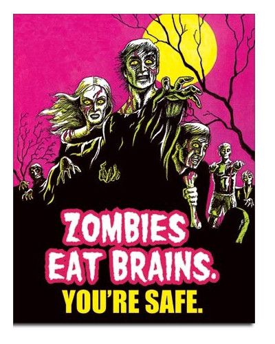 Fém tábla Zombies Eat Brains 40 cm x 32 cm