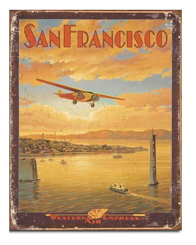 Fém tábla San Francisco - Western Air 40 cm x 32 cm