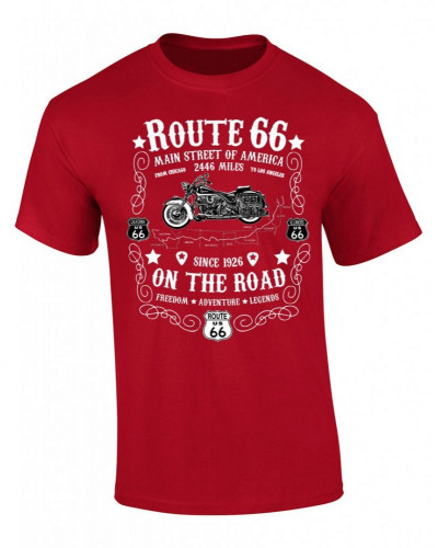 Férfi póló Route 66 On The Road piros-fehér