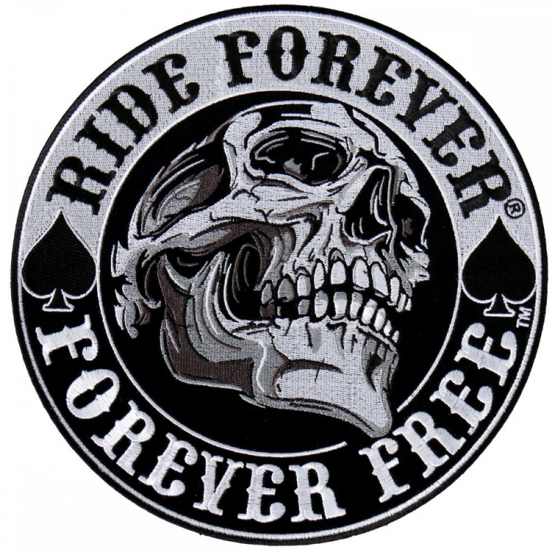 Motoros folt Ride Forever Spade Skull XXL hátul 25 cm