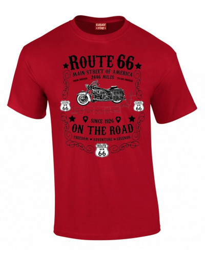 Férfi póló Route 66 On The Road piros-fekete