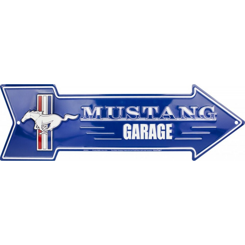 Fém tábla Mustang garage arrow, 15 cm x 50 cm